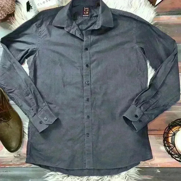 Rockin’ Sartorial Gray 100% Cotton Casual Button Down Shirt 16.5 L - Picture 2 of 7